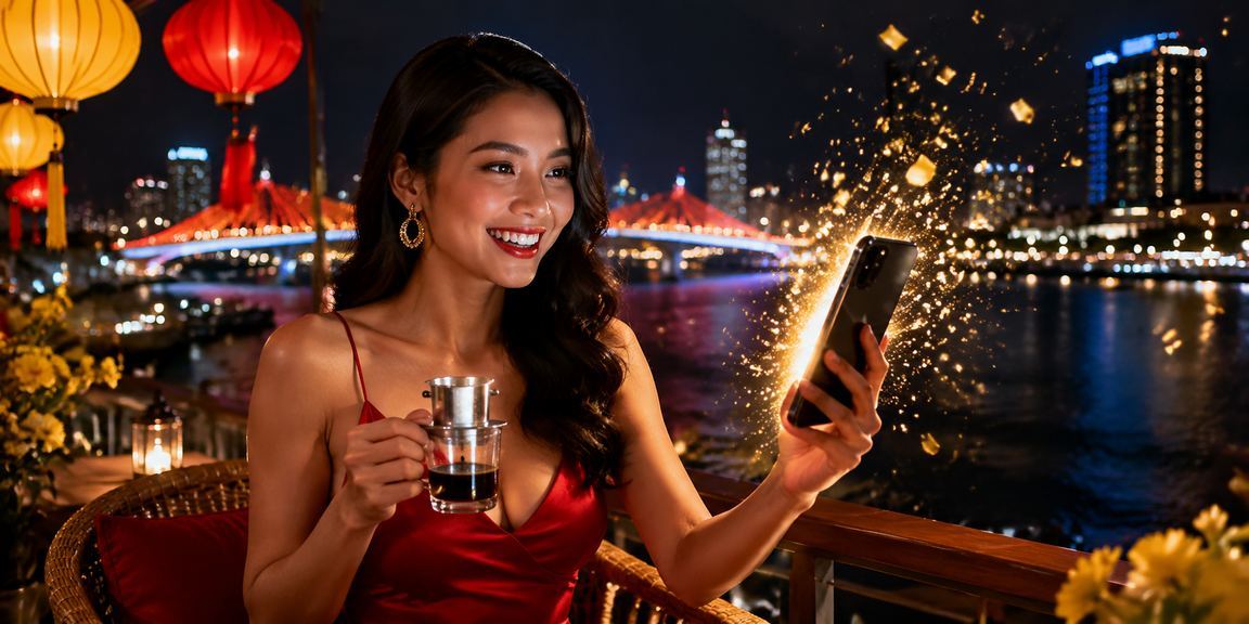 Người dùng tại Đà Nẵng thưởng thức cà phê và chơi casino trên điện thoại